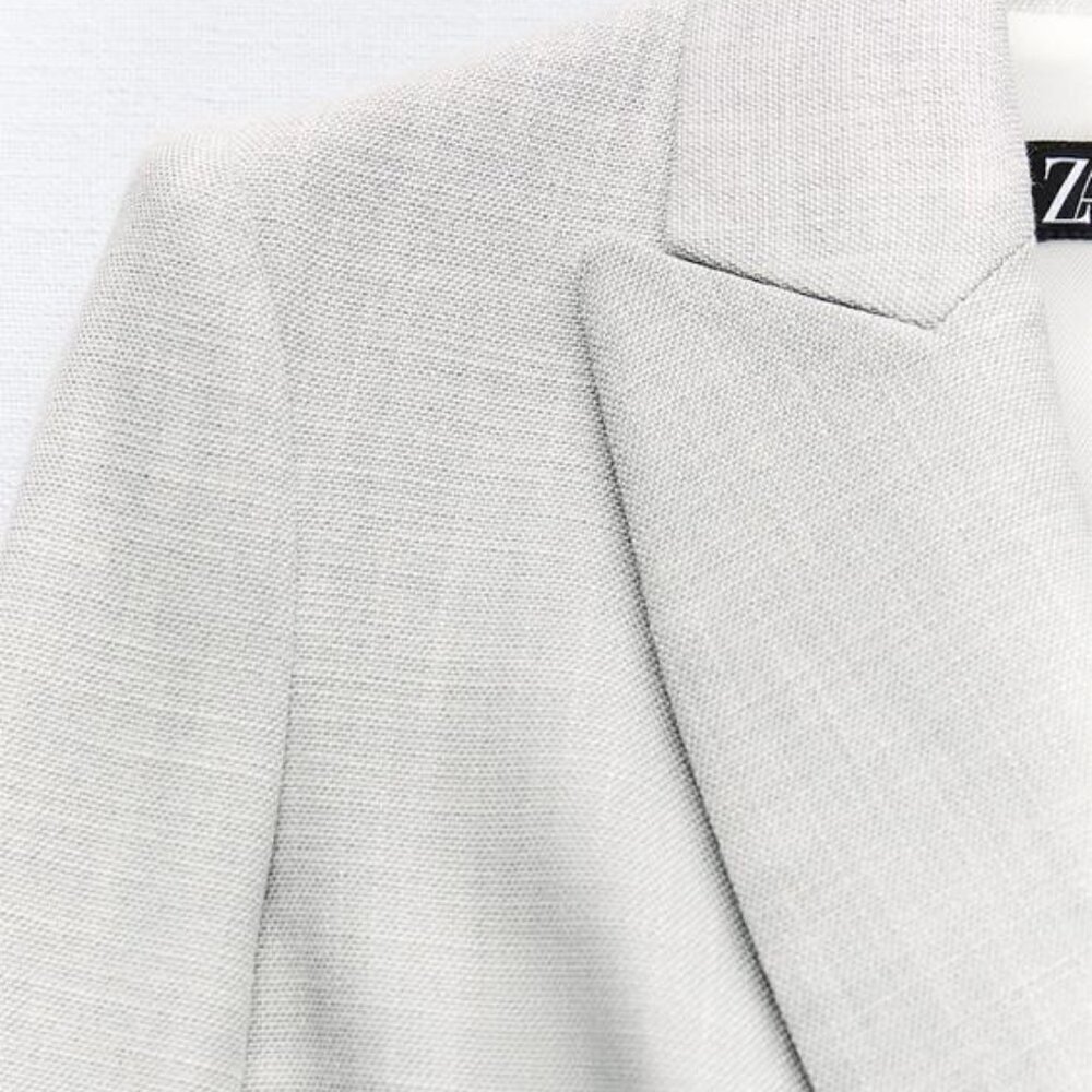 ZARA DOUBLE BREASTED CROPPED BLAZER - Picture 6 of 9